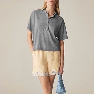 NWT J.Crew Women's Featherweight Cashmere Short-Sleeve Sweater-Polo Size XS